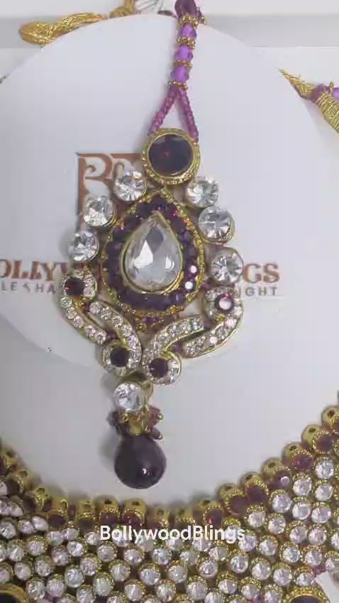 Purple Crystal Necklace Set