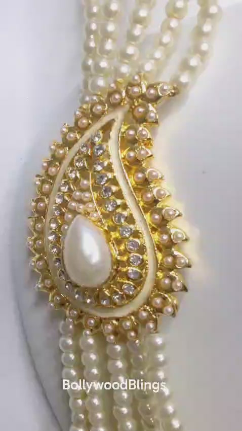 Classic White Pearl Rani Haar Jewellery Set