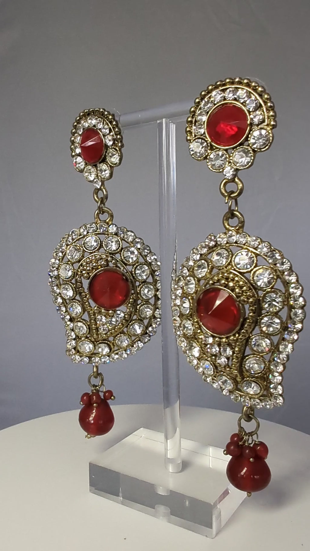 Elegant Red Stone Drop Earrings