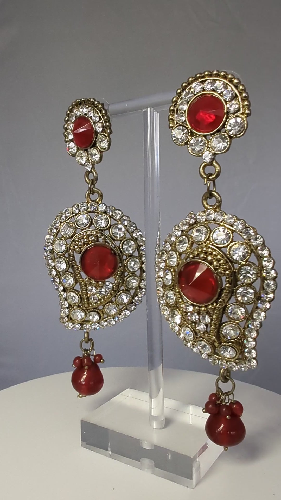 Elegant Red Stone Drop Earrings