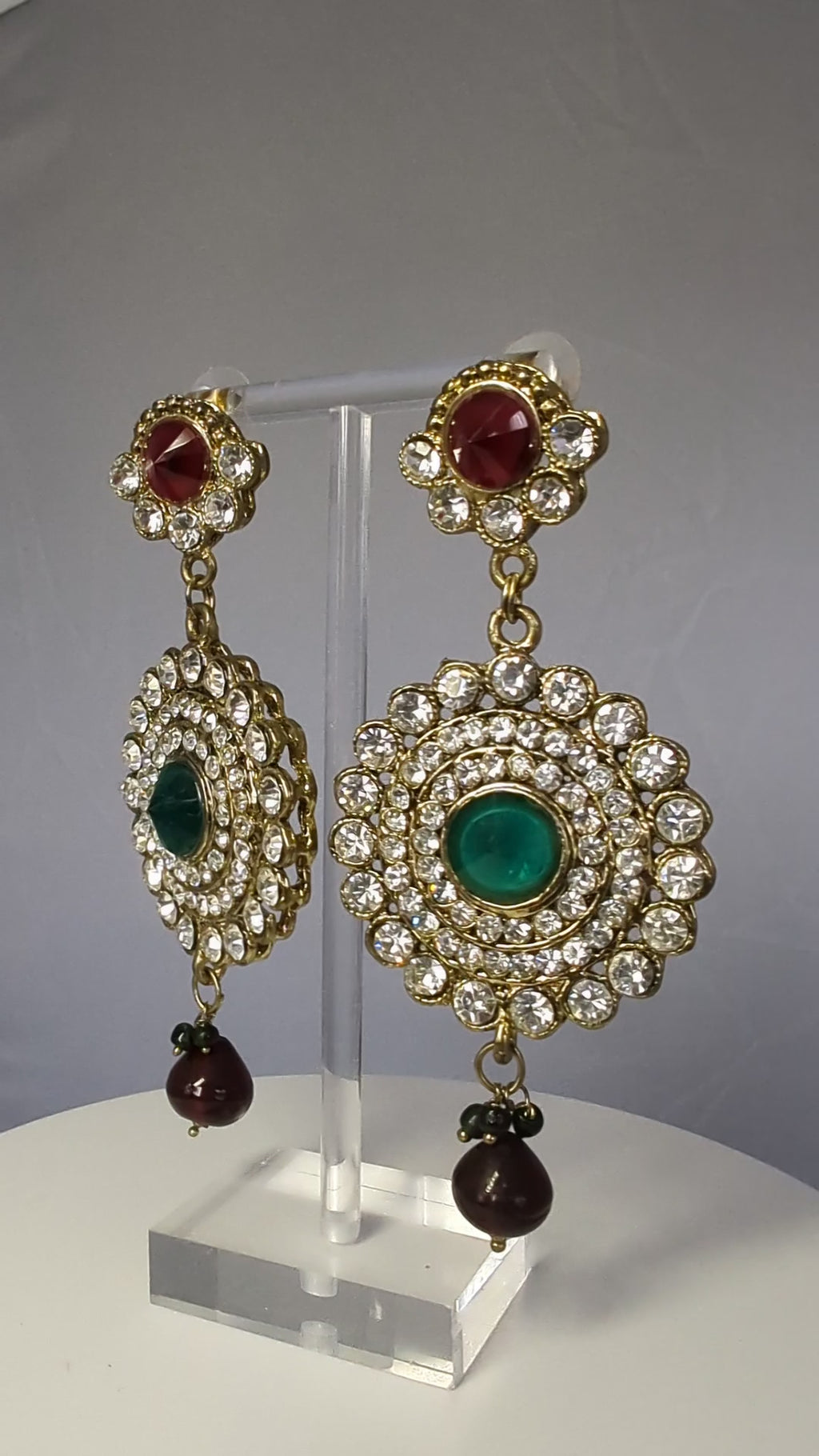 Traditional Stone-Studded Statement Earrings