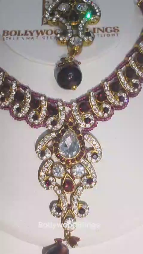 Antique Gold-Tone Necklace, Earrings & Maang Tikka Set