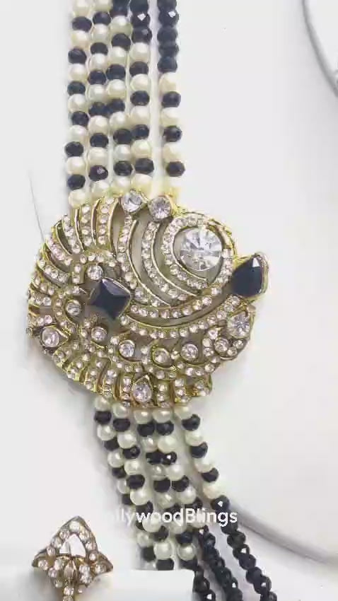 Black & Pearl Rani Haar Jewellery Set