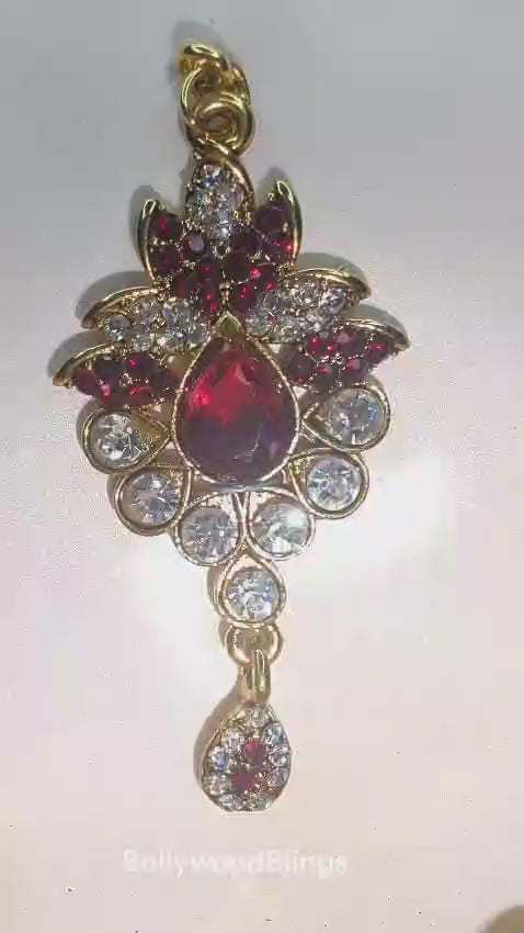 Elegant Ruby Red Necklace Set