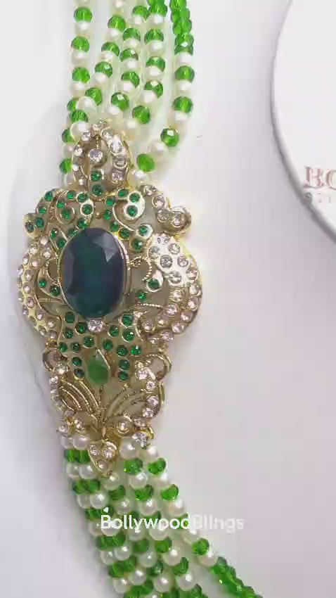 Green & Pearl Rani Haar Jewellery Set