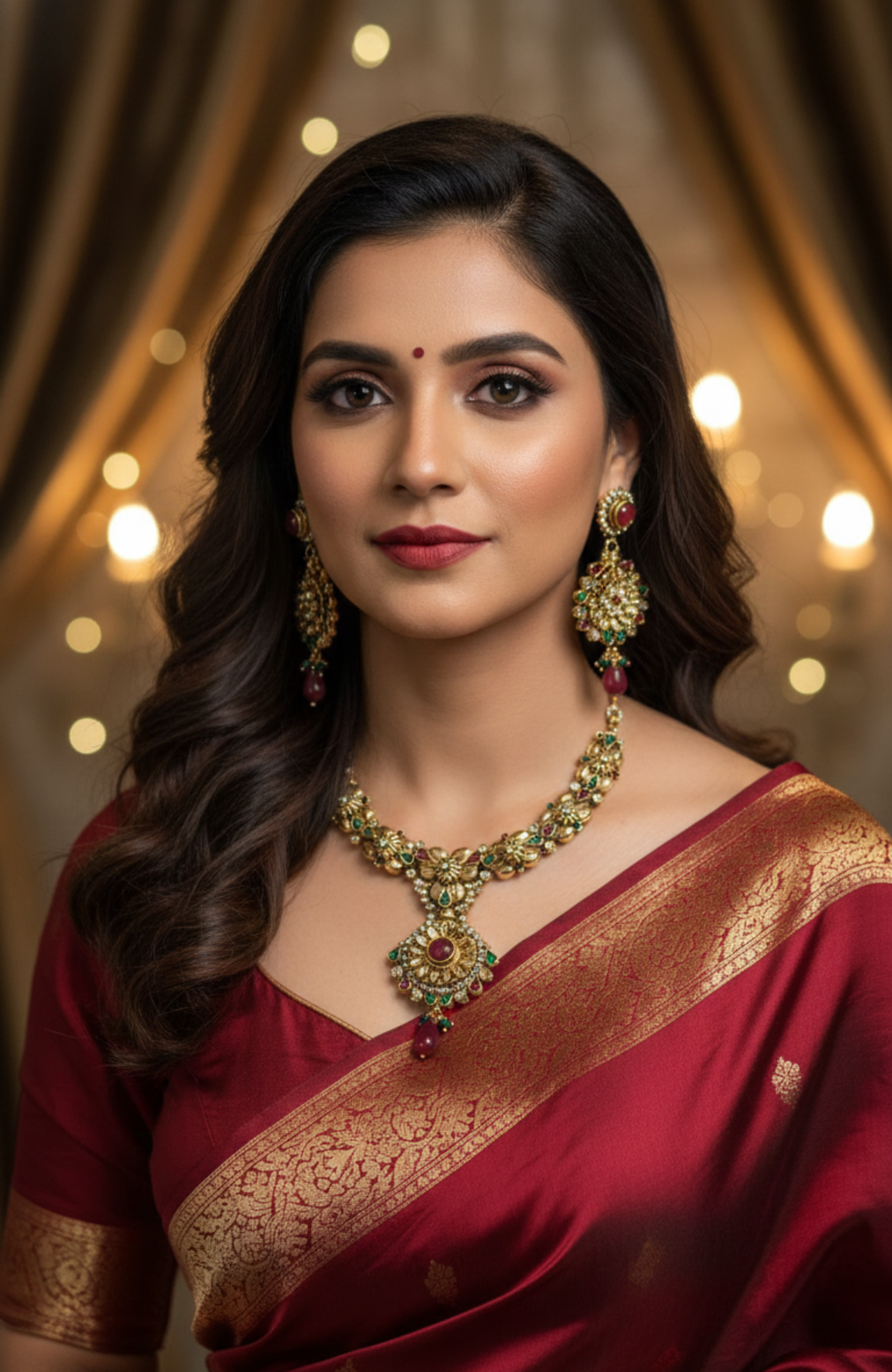 Regal Red & Green Polki Set